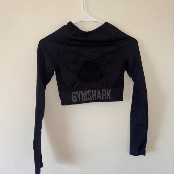 NWOT Gymshark Black Flex Cropped Longsleeve Small - Picture 4 of 5
